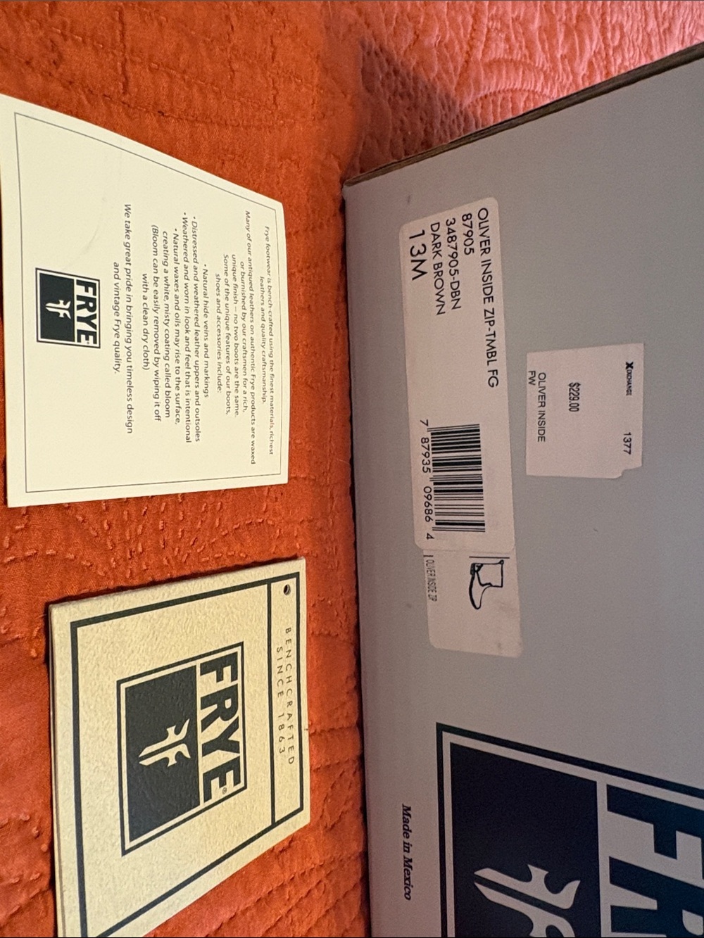 NIB FRYE zip boot 13M